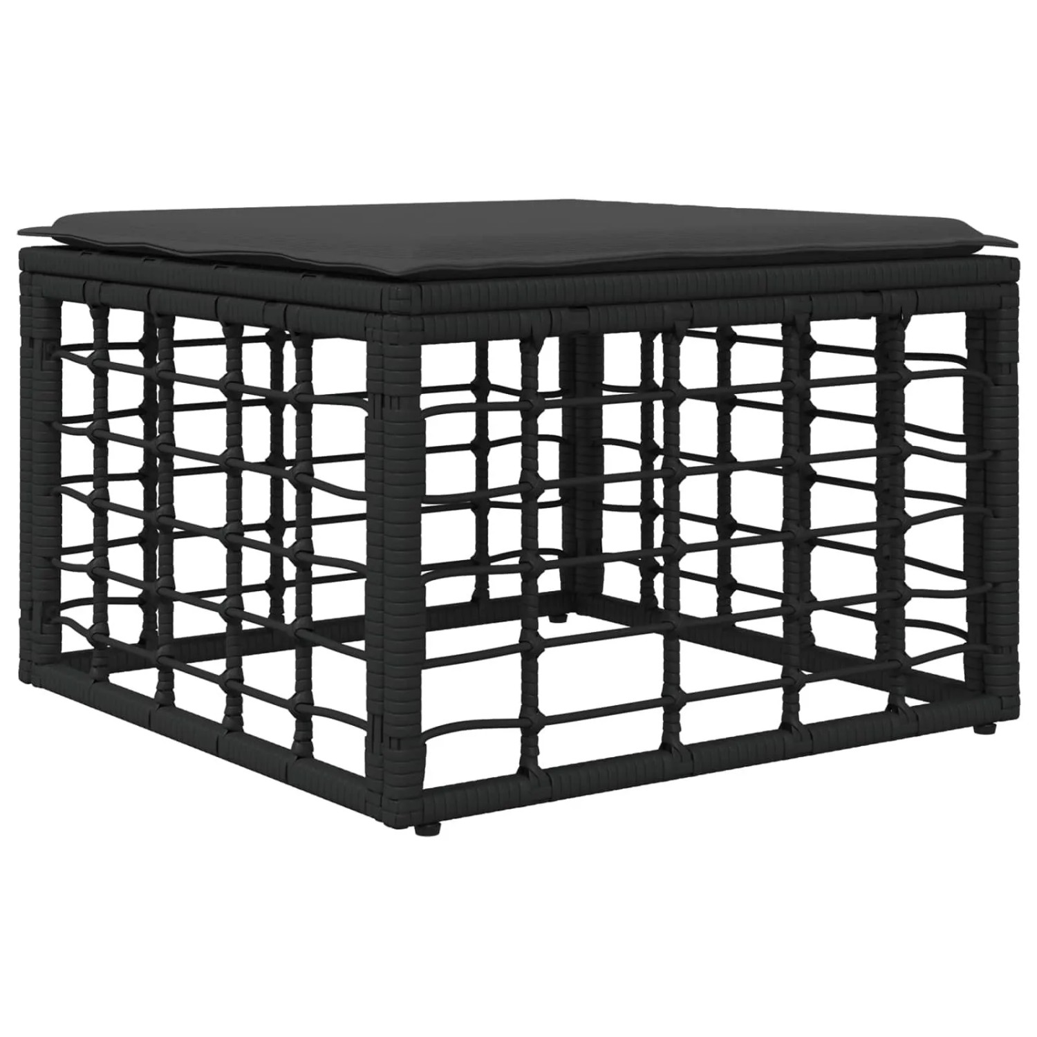 vidaXL Garten-Fußhocker Schwarz Poly-Rattan 42026737