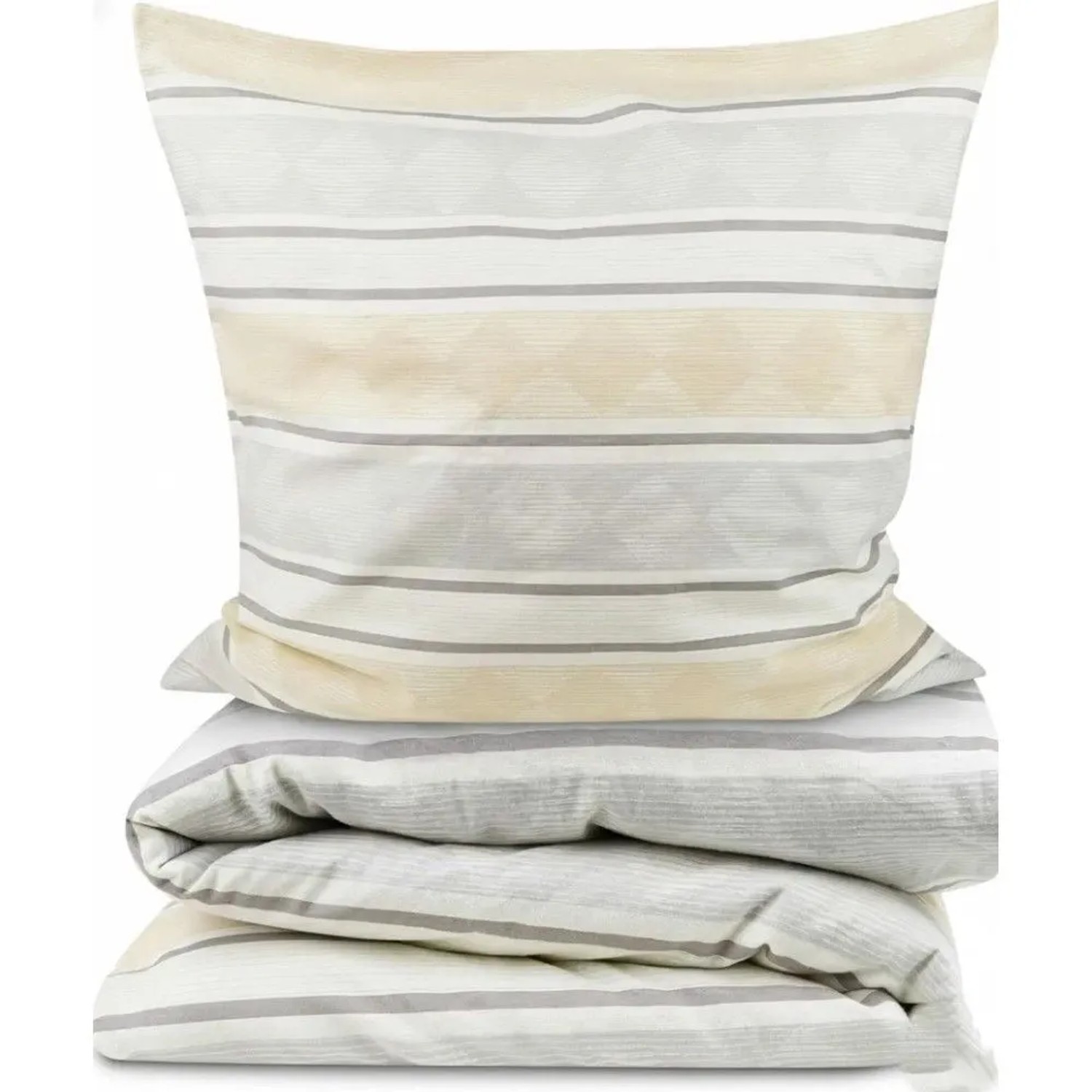 Beautissu 2tlg Biber Bettwäsche Viola 135x200cm Kissenbezug 80x80 cm Beige