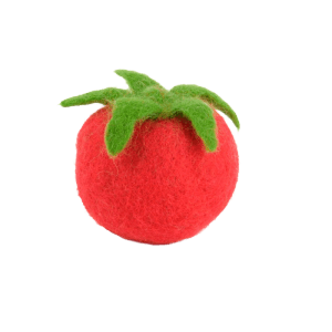Rotes Hunter Katzenspielzeug Tomate 'Miezerella' aus Merinowolle, 5 cm.