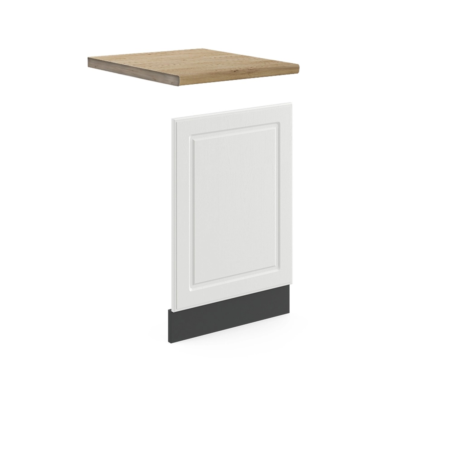 Vicco Frontblende R-Line Geschirrspüler Fronttür Weiß Landhaus/Anthrazit 45 cm AP Eiche