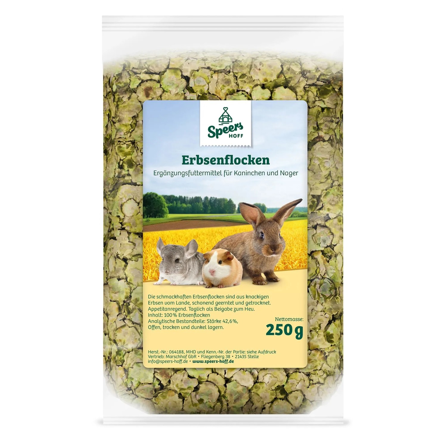 Speers Nager-Ergänzungsfutter Erbsenflocken, 250g Packung. Leckerli für Kaninchen und Nager.