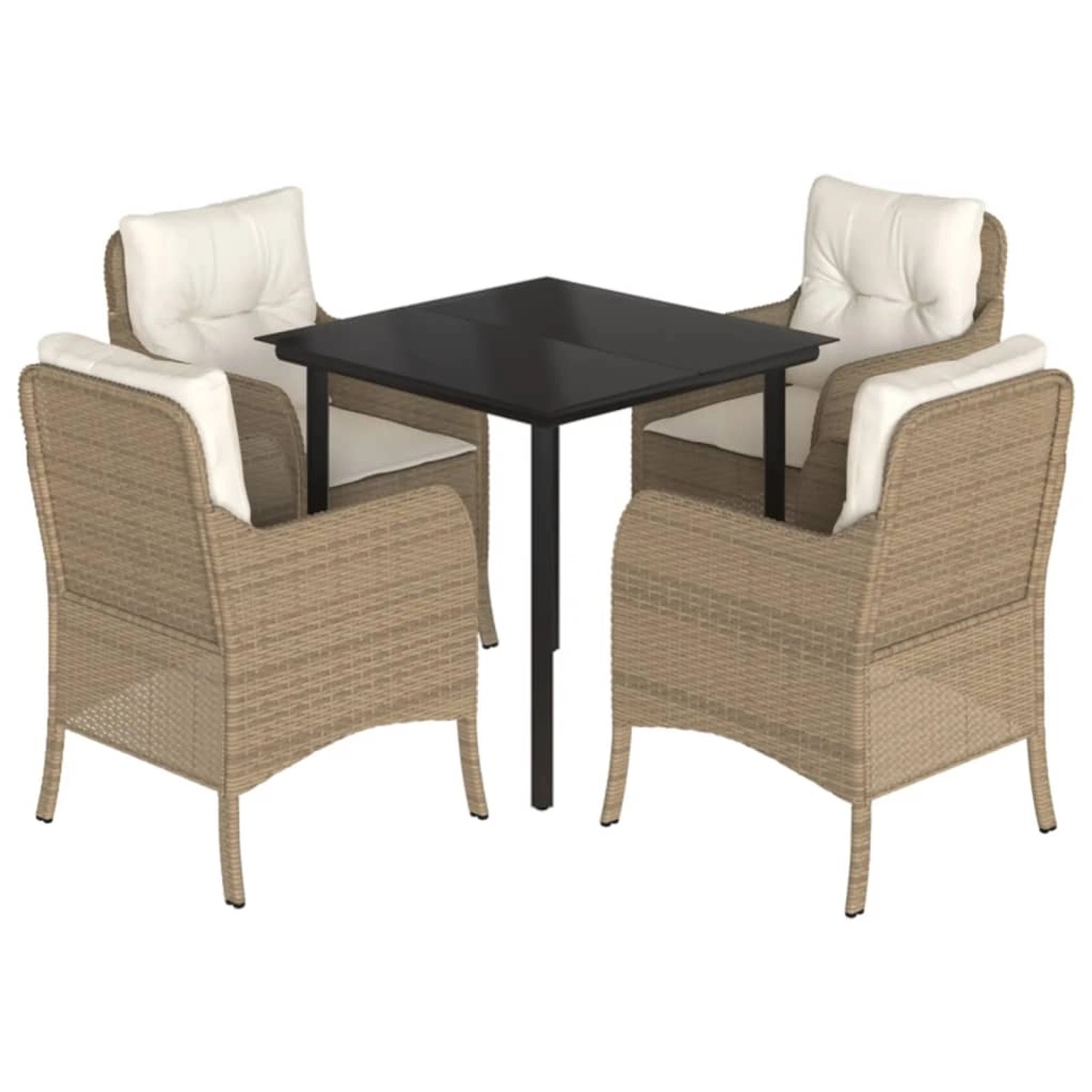 vidaXL 5-Tlg Garten-Essgruppe mit Kissen Beige Poly Rattan 3211970 günstig online kaufen