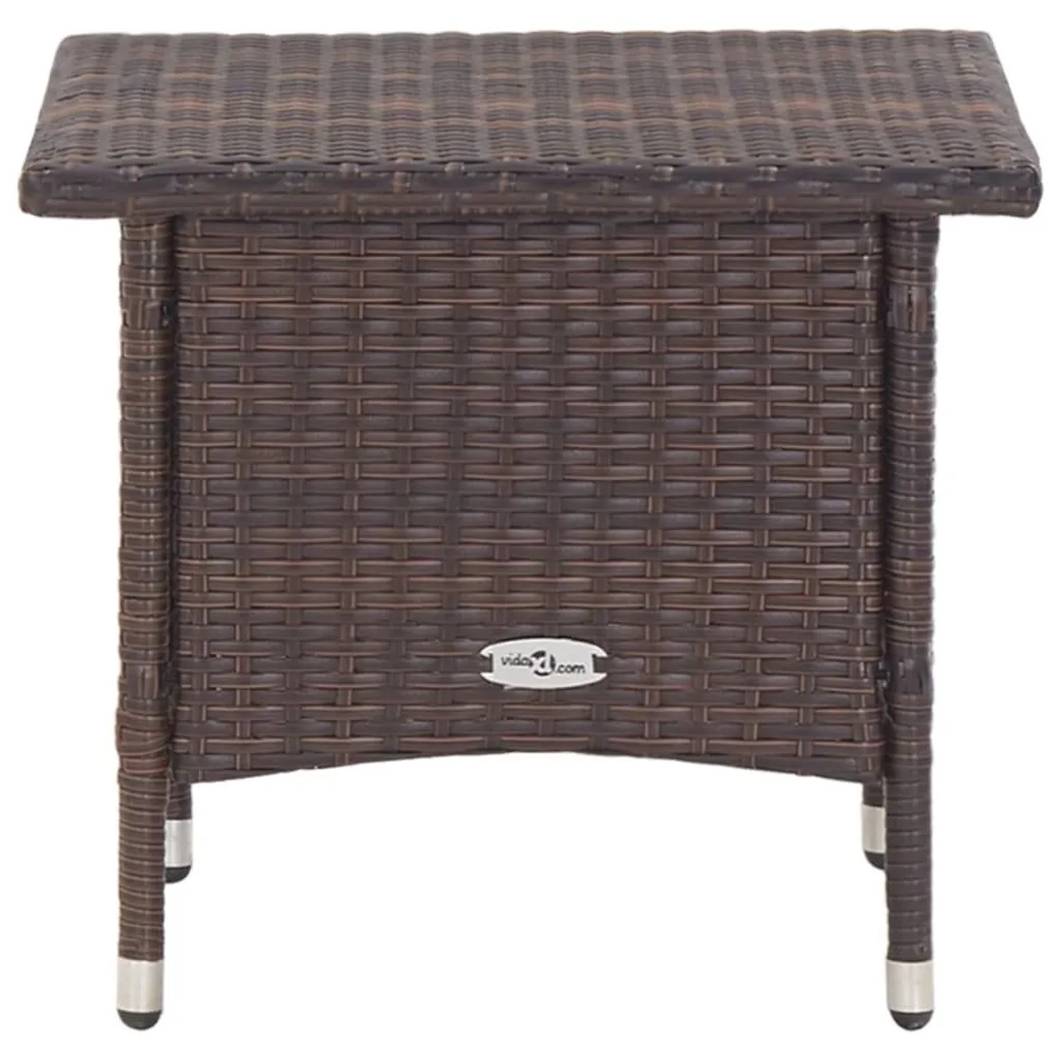 Brauner Furnicato Beistelltisch aus Poly Rattan, 50x50x47 cm, ideal für Garten und Terrasse.