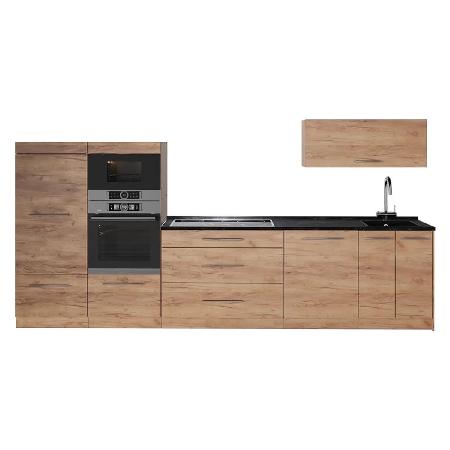Vicco Küchenzeile Fame-Line Goldkraft Eiche/Goldkraft Eiche 340 x 154 AP Anthrazit Art Nr 64509