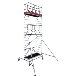 Krause Alu-Fahrgerüst ProTec XS, Arbeitshöhe 6,8 m, mit Rollen und Auslegern für sicheren Stand.