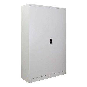 PROREGAL Flügeltürenschrank ELEPHANT Komplett Montiert Mit 2 Türen Abschließbar HxBxT 180x120x40cm 4 Ebenen Stahl Pulverbeschichtet Lichtgrau Spind