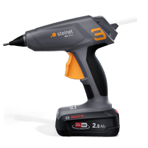 Steinel Akku-Heißklebepistole MobileGlue 3011 mit Akku, grau/schwarz, für kabelloses Kleben.