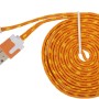 Buntes USB 2.0 Ladekabel mit USB Typ-C Anschluss, 2 m Länge, Textilkabel.