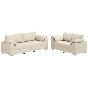 vidaXL Sofa-Set 2-Tlg Beige Leinenmischgewebe 3324689
