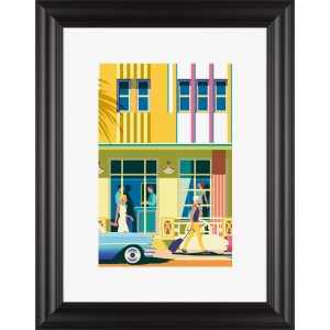 Schwarzer Kunststoffbilderrahmen, klassisch, 30x40 cm, mit Passepartout und Beispielbild.