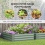 Outsunny Hochbeet-Set aus Stahl, 2er-Set, bepflanzt mit Blumen und Kräutern.