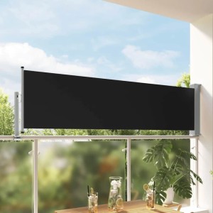 vidaXL Seitenmarkise, 80x300 cm, Schwarz, für Balkon & Terrasse als Wind- und Sichtschutz.