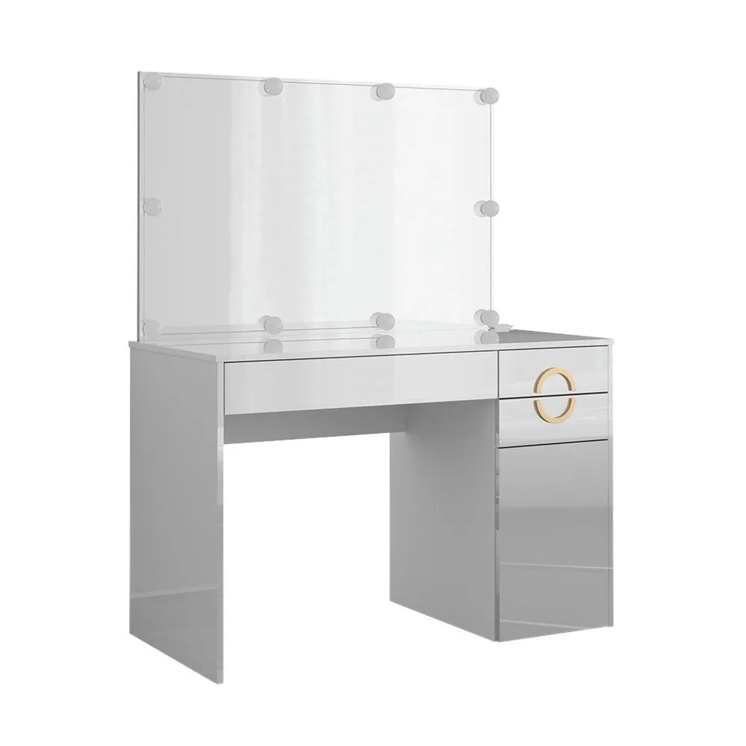 Vicco Schminktisch Adela Weiß 115 x 146 mit Spiegel und LED-Lichterkette