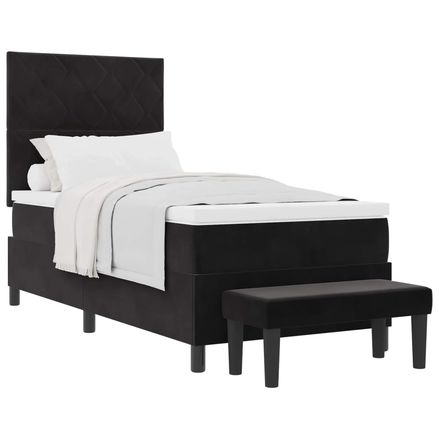 Thumbnail - vidaXL Boxspringbett mit Matratze Schwarz 90 x 200 cm Samt 3344554