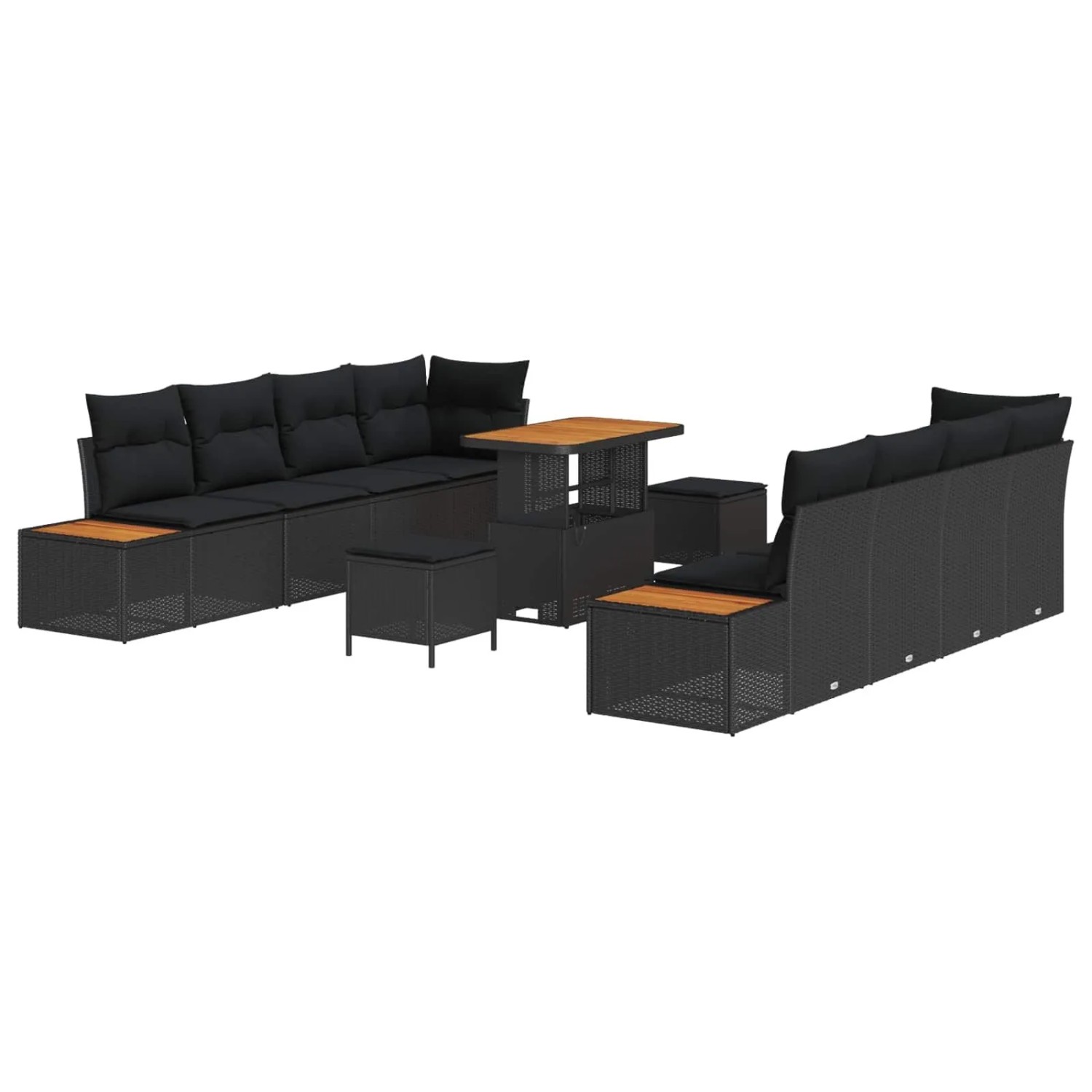 vidaXL Gartensofa-set mit Kissen 11-Tlg Schwarz Poly-Rattan 3364839 günstig online kaufen