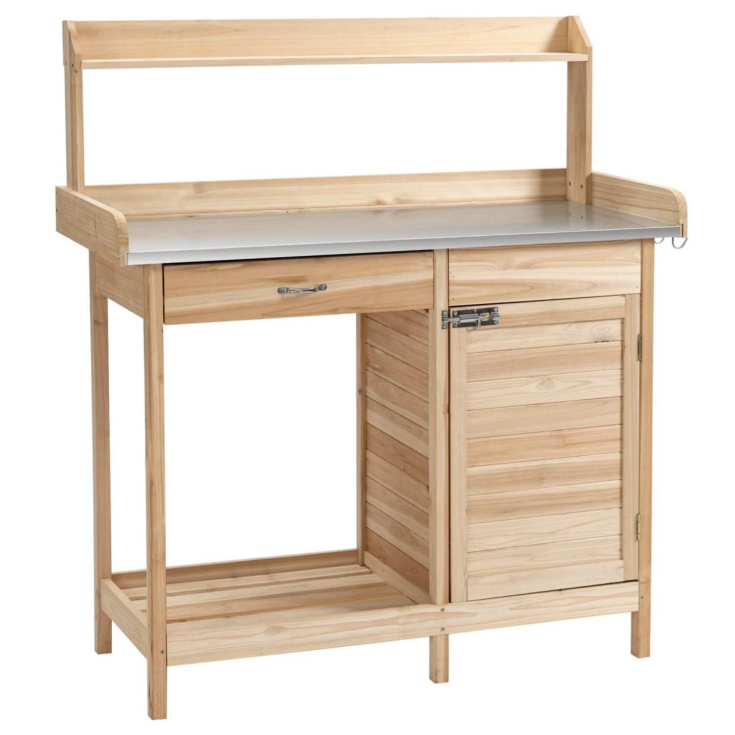 Outsunny Pflanztisch Tannenholz Metall Naturholz 112L x 48B x 125H cm