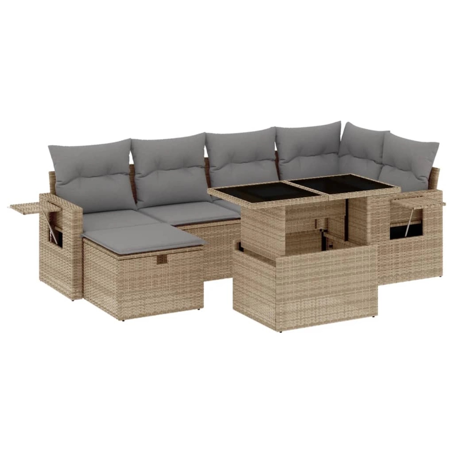 vidaXL 7-tlg Garten-Sofagarnitur mit Kissen Beige Poly Rattan Modell 335 günstig online kaufen