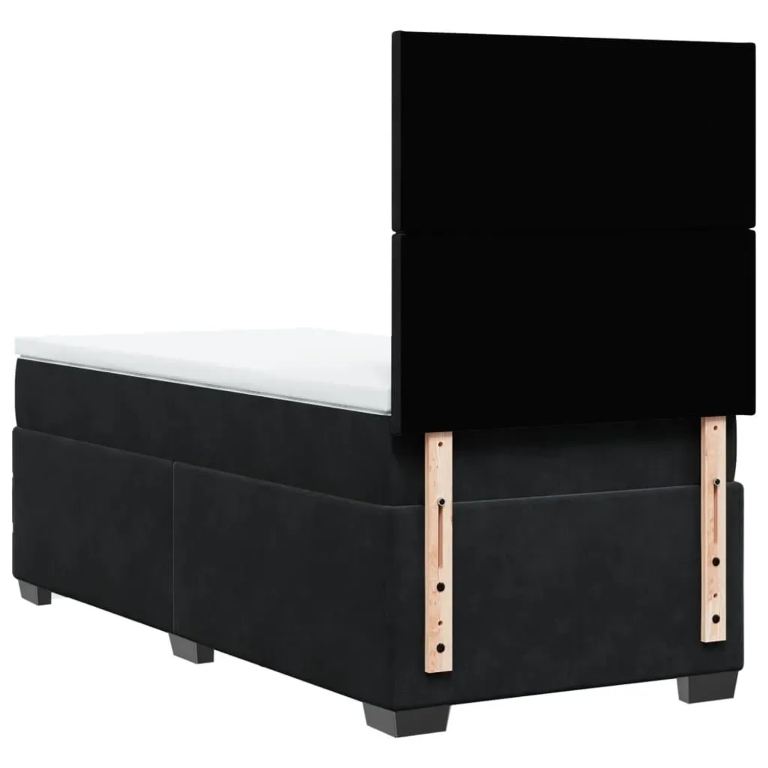 Schwarzes vidaXL Boxspringbett (100x200 cm) mit Matratze und Samtbezug.