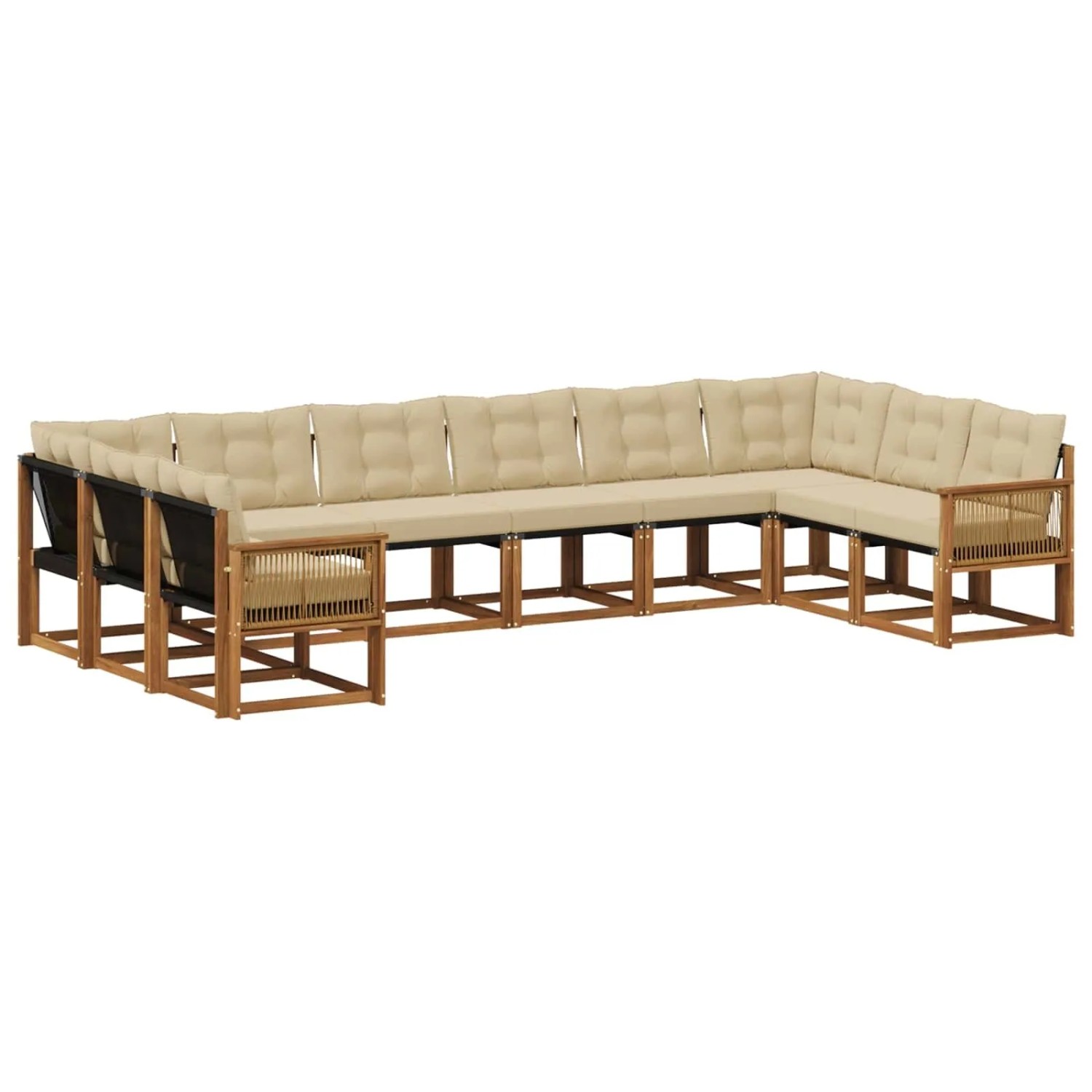 vidaXL Outdoor-Sofagarnitur mit Kissen 10 Stk Natur und Beige 3382245