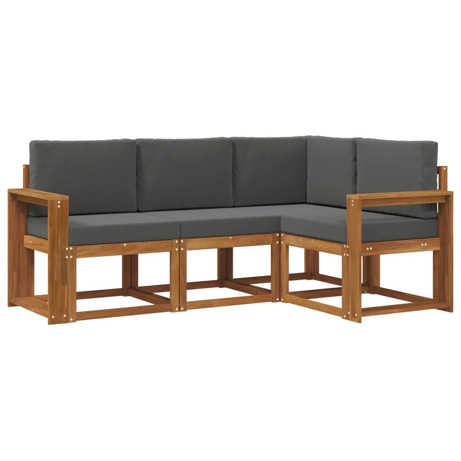 vidaXL Outdoor-Sofagarnitur mit Kissen 4 Stk Natur und Anthrazit 3366330