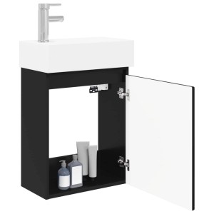 vidaXL Badezimmer Waschtischunterschrank mit Wasserhahn Schwarz 889442
