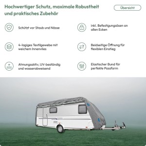 TRAVORA Wohnwagen Plane Abdeckplane Caravan Cover Schutzhülle Wohnwagenplane Größe S 460 x 250 x 220cm