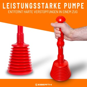 EBERTH Pömpel, rot, zur Reinigung von Waschbecken und Toiletten, Saugnapf Durchmesser 120mm.