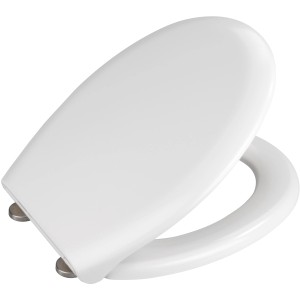 Wenko Toilettendeckel Rieti Weiß mit Absenkautomatik und Edelstahl-Befestigung.
