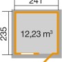 Grundriss Gartenhaus 123 Gr.2: 241x235cm, 12,23 m³ Volumen. Ideal für Ihr Holz-Gartenhaus Projekt.