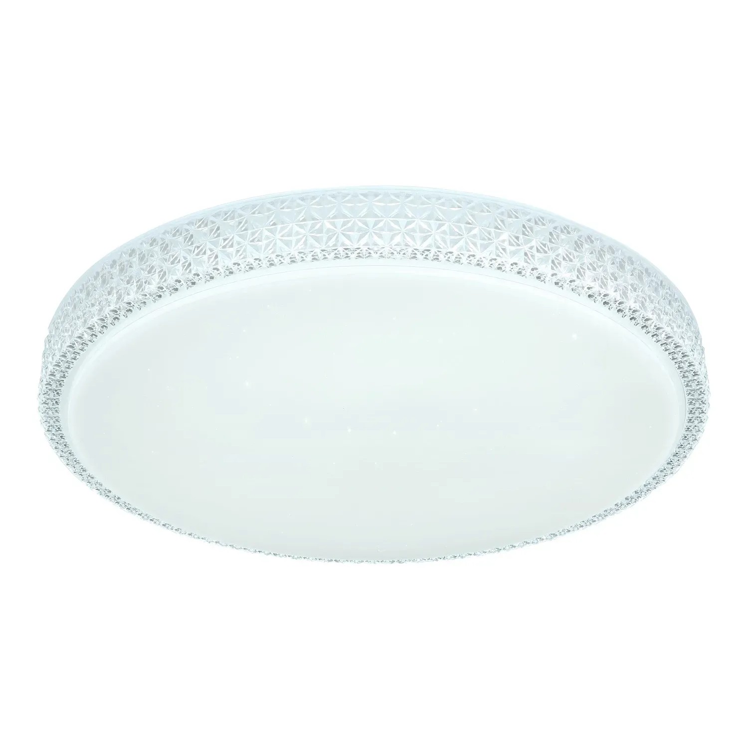 Weiße Globo LED-Deckenleuchte Ovi, Ø 60 cm, mit Sparkleeffekt und Fernbedienung.