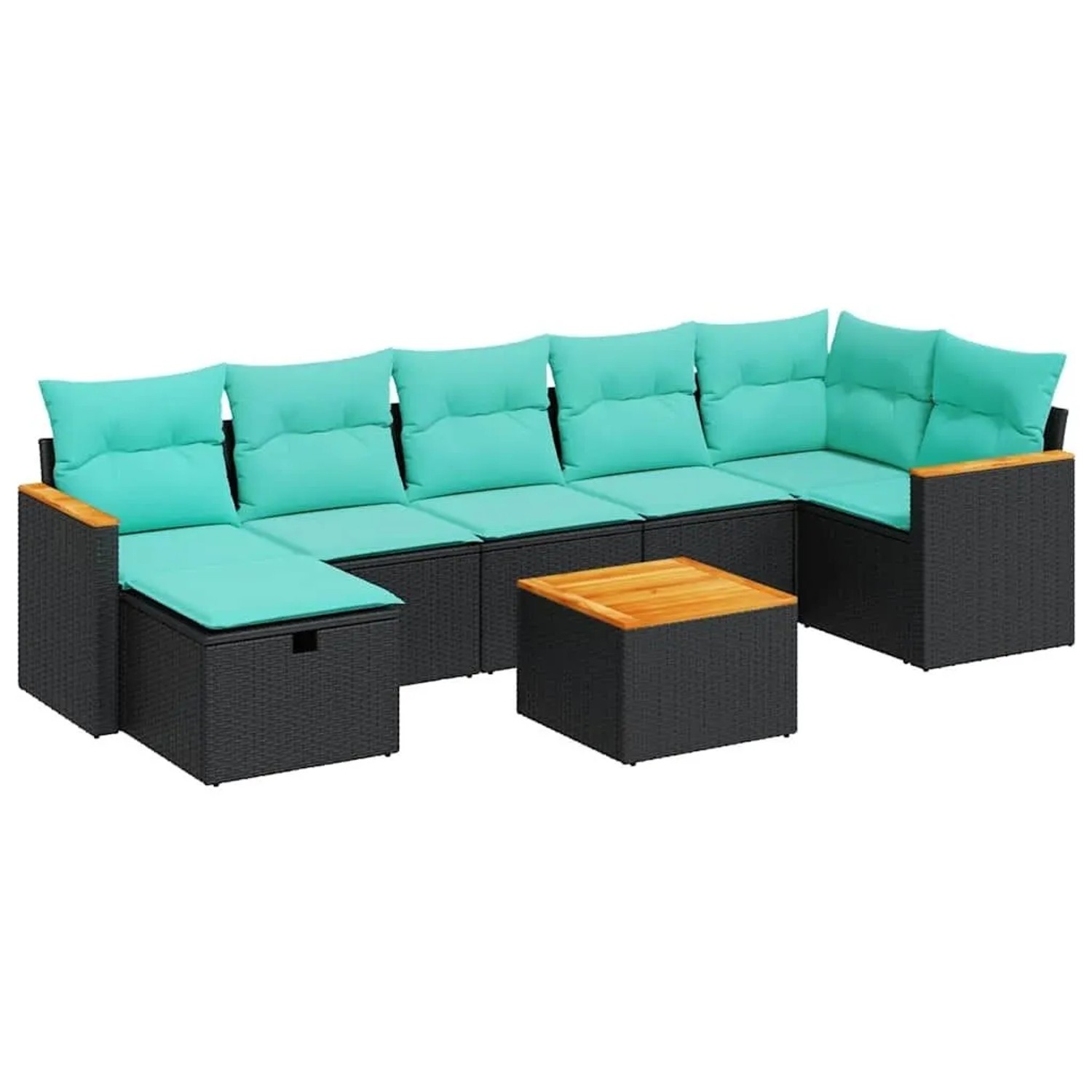 vidaXL 8-Tlg Garten-Sofagarnitur mit Kissen Schwarz Poly Rattan 3325935