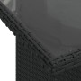 Detailaufnahme: Schwarze vidaXL Garten-Sofagarnitur aus Poly Rattan mit Glasplatte.