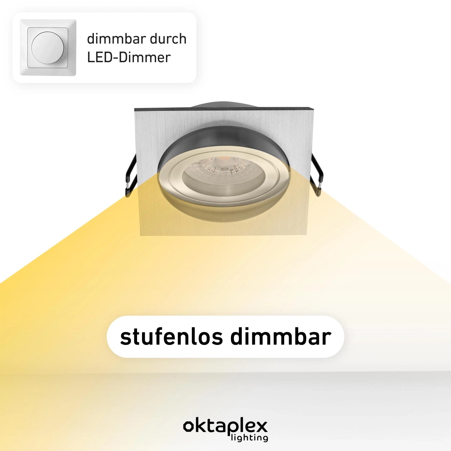 Oktaplex Einbaustrahler Lyon, 12er Set, Aluminium, schwenkbar und stufenlos dimmbar.