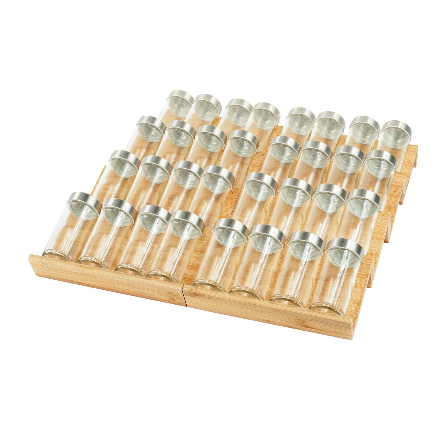 Relaxdays Gewürzregal 8er Set Bambus Natur Verstellbar 4 cm x 48,5 cm x 40,5 cm 1,6 kg