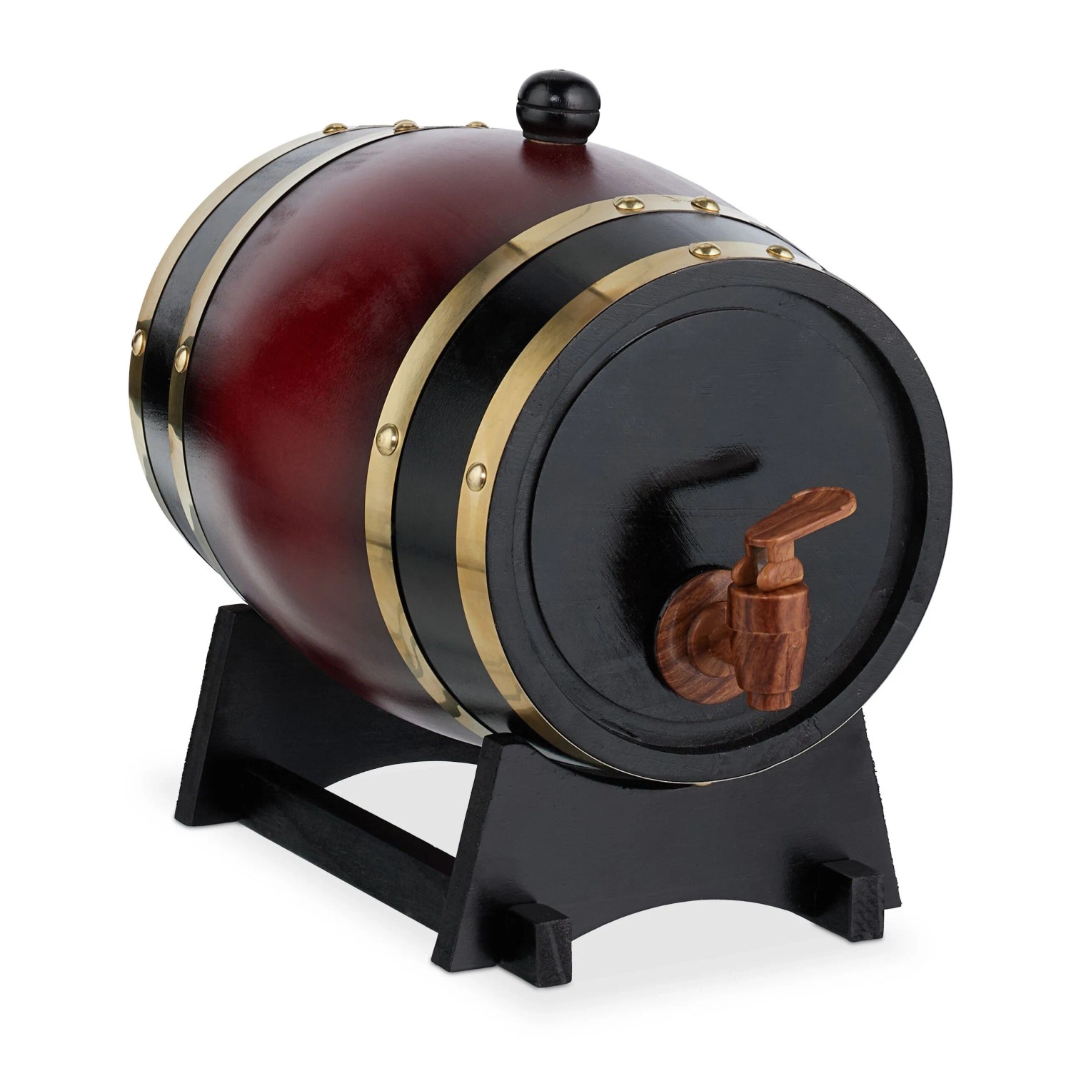 Relaxdays Whiskyfass Holz Rot Mit Zapfhahn 25 cm x 18,5 cm x 28 cm 1 kg