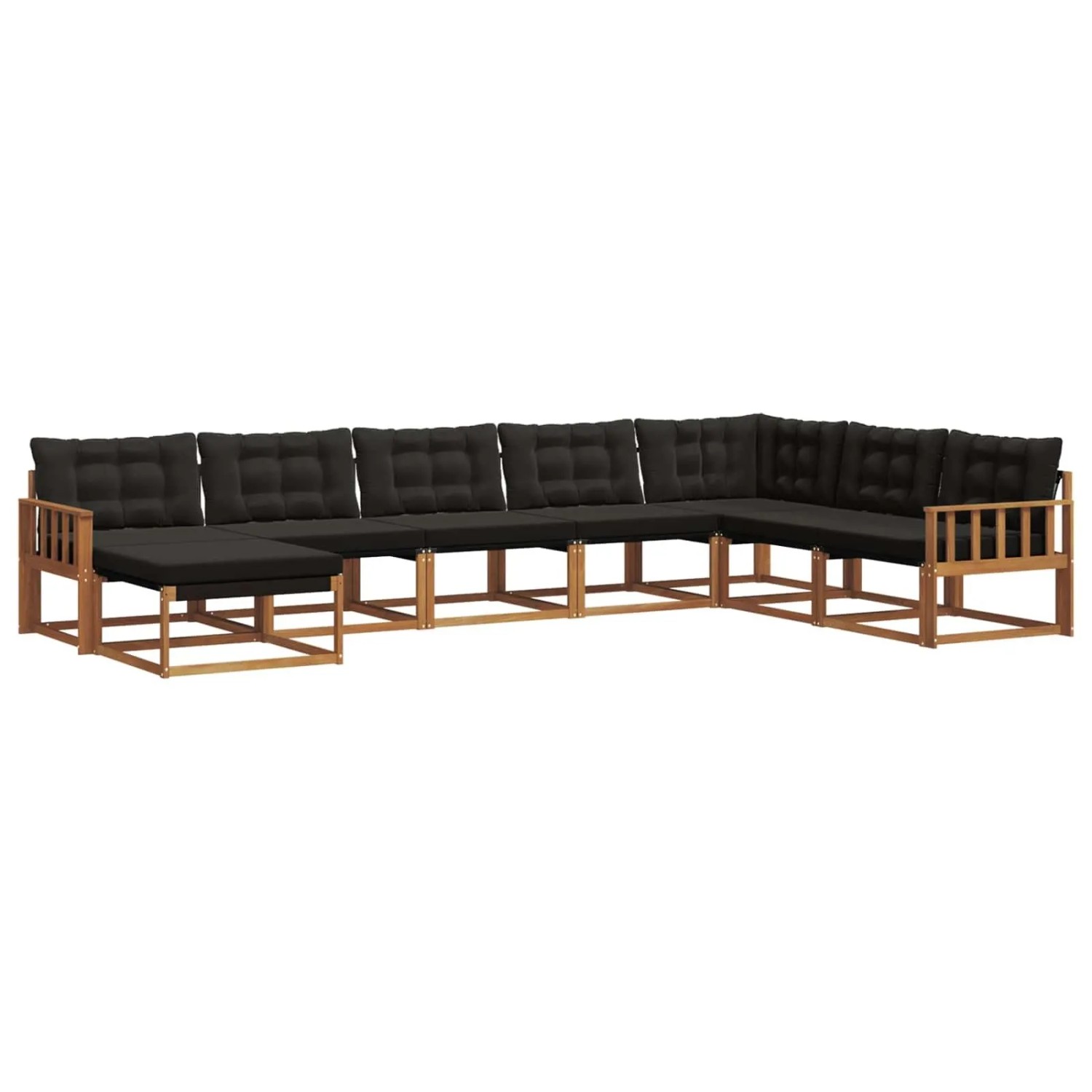vidaXL Outdoor-Sofagarnitur mit Kissen 24-Tlg Natur und Schwarz 3369743