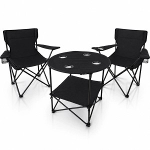BigDean Camping Set 2x Campingstühle & 1x Campingtisch Campingstuhl mit Tisch Set Klappbar Camping Tisch Stuhl Set Campingstuhl Faltbar Angelstuhl