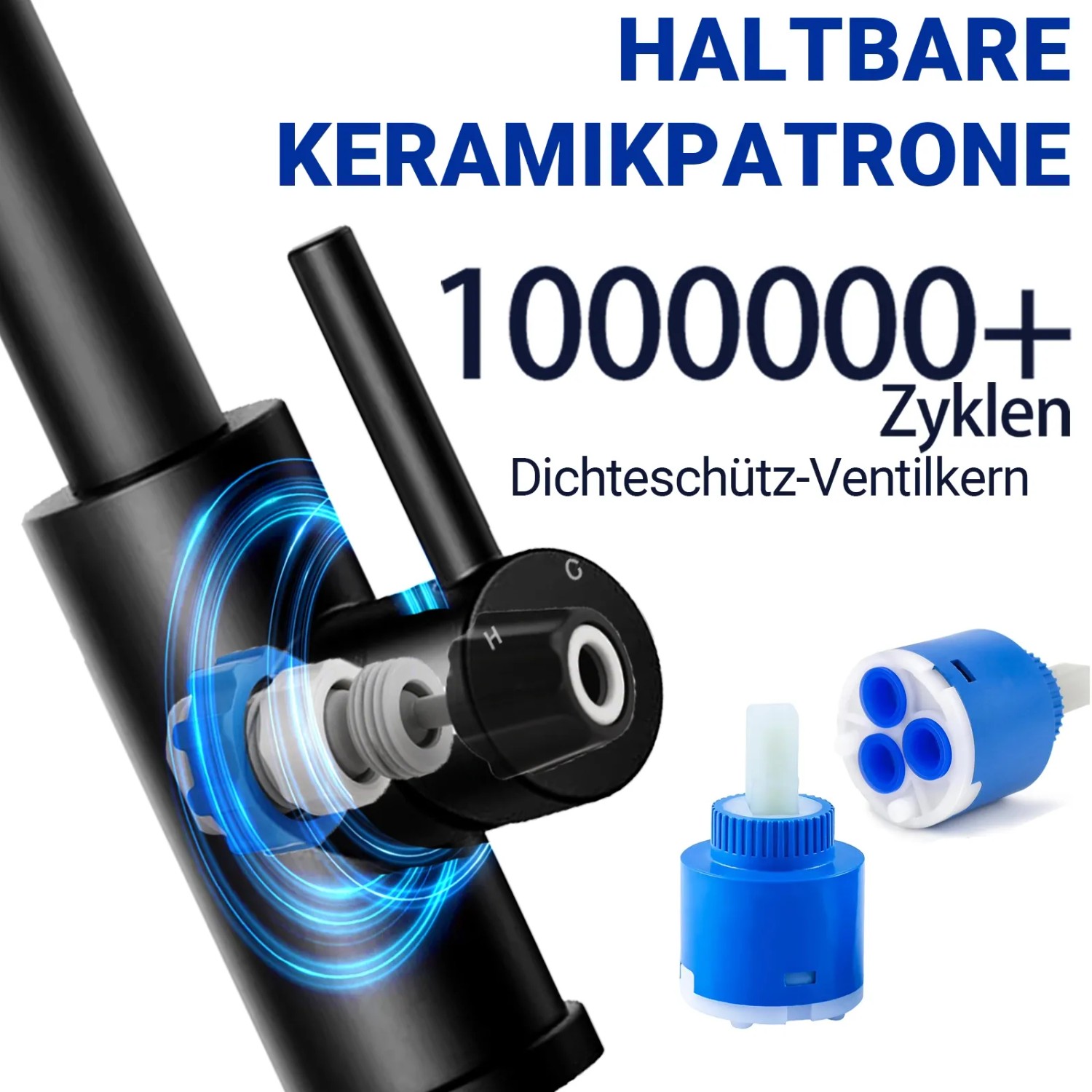 AICA Küchenarmatur mit Brause Schwarz Ausziehbar 360° Drehbar Einhand ...