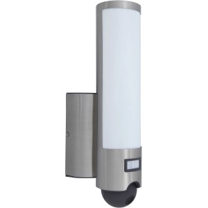 LUTEC LED-Kameraleuchte Elara Secury-Light aus Edelstahl mit Bewegungsmelder und Kamera.
