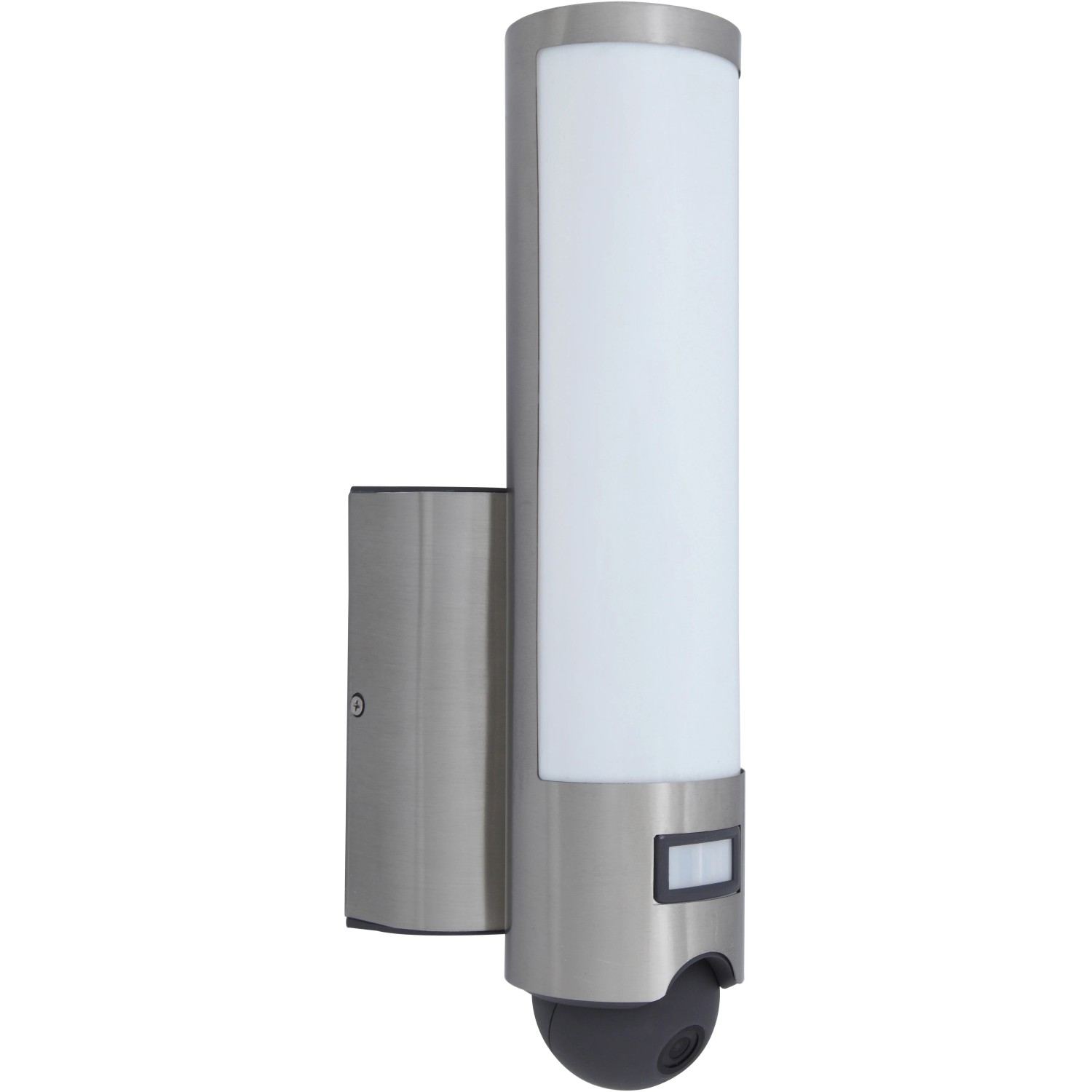 LUTEC LED-Kameraleuchte Elara Secury-Light aus Edelstahl mit Bewegungsmelder und Kamera.