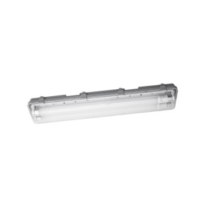 Graue Osram LED-Feuchtraumleuchte Submarine, 65 cm, mit zwei Röhren. Ideal für Keller und Garage.