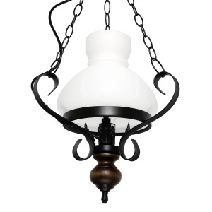 EASYLIGHT Pendelleuchte Rustikal 32 cm Breit Glas Holz Metall