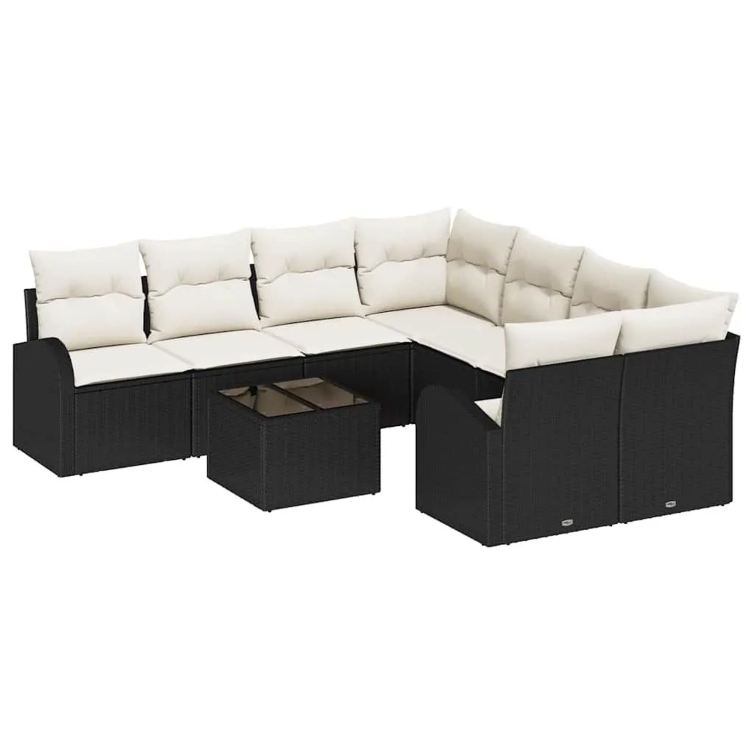 vidaXL Sofa Set mit Kissen 9-Tlg Schwarz und Creme Poly-Rattan 3354646 günstig online kaufen