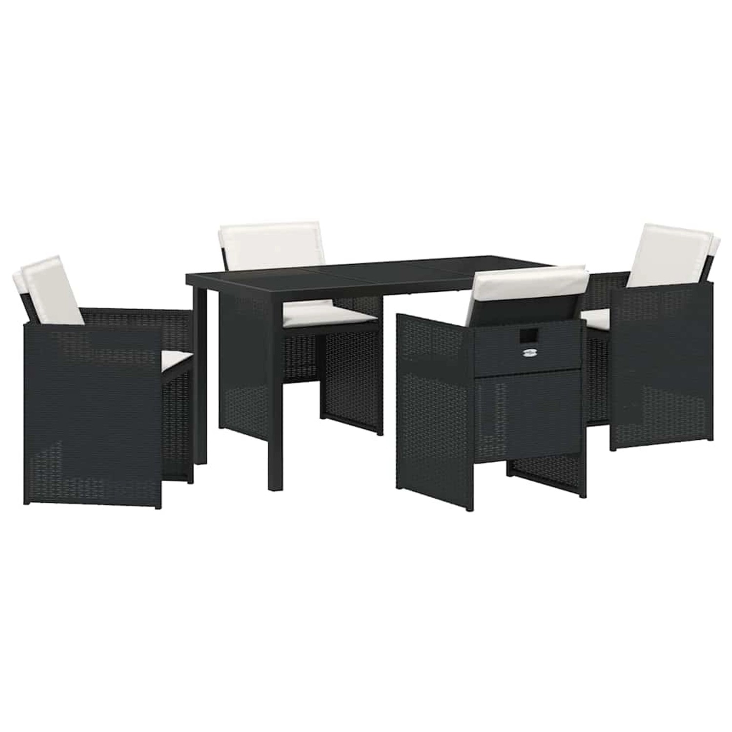 vidaXL Garten Essgruppe mit Kissen Falten 5-Tlg Schwarz Poly Rattan 3379941 günstig online kaufen