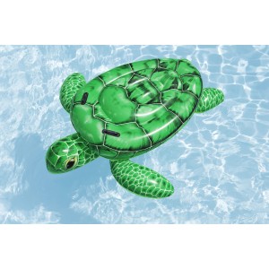 Bestway Schwimmtier Tidal Turtle, grüne aufblasbare Wasserschildkröte mit Haltegriffen im Wasser.