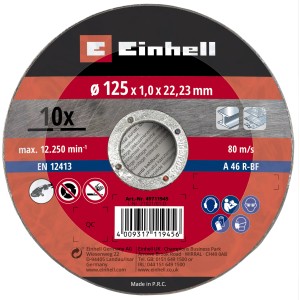 Einhell Trennscheibe dünn, 115x1,1mm, 10er-Pack für Winkelschleifer. Zubehör für Metallbearbeitung.