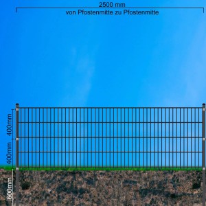 Doppelstabmatte 6/5/6 mm, Zink, 250x83 cm, für Gartenzaun. Stabile Zaunlösung.