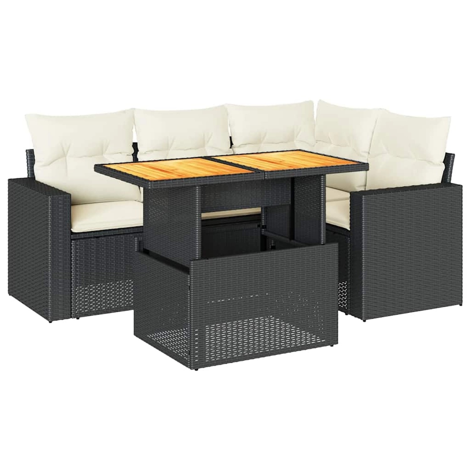 vidaXL 5-Tlg Garten-Sofagarnitur mit Kissen Schwarz Poly Rattan 3327031 günstig online kaufen