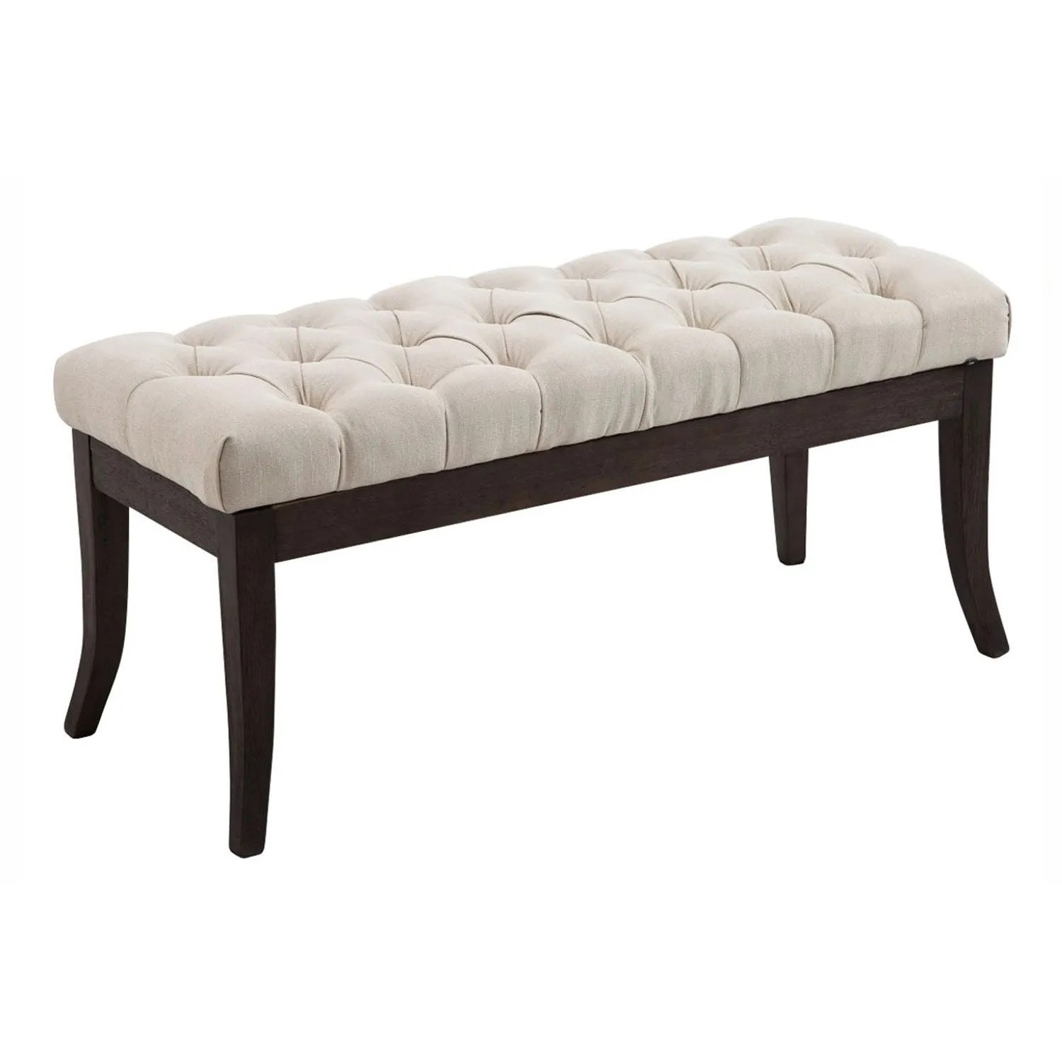 DELUKE Sitzbank CANNES Stoff Creme 100x38x46cm Dunkelbraun Sitzbank Flur Sitzhocker Esszimmerbank Polsterbank Schlafzimmer