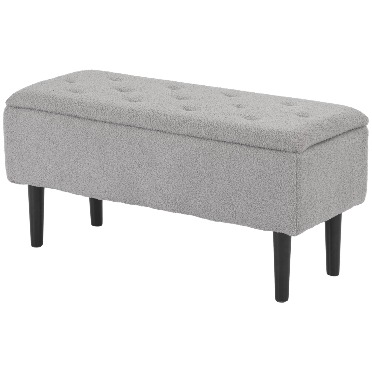 HOMCOM Sitzbank mit Stauraum Klappdeckel Samtoptik Grau 95 x 38 x 45 cm